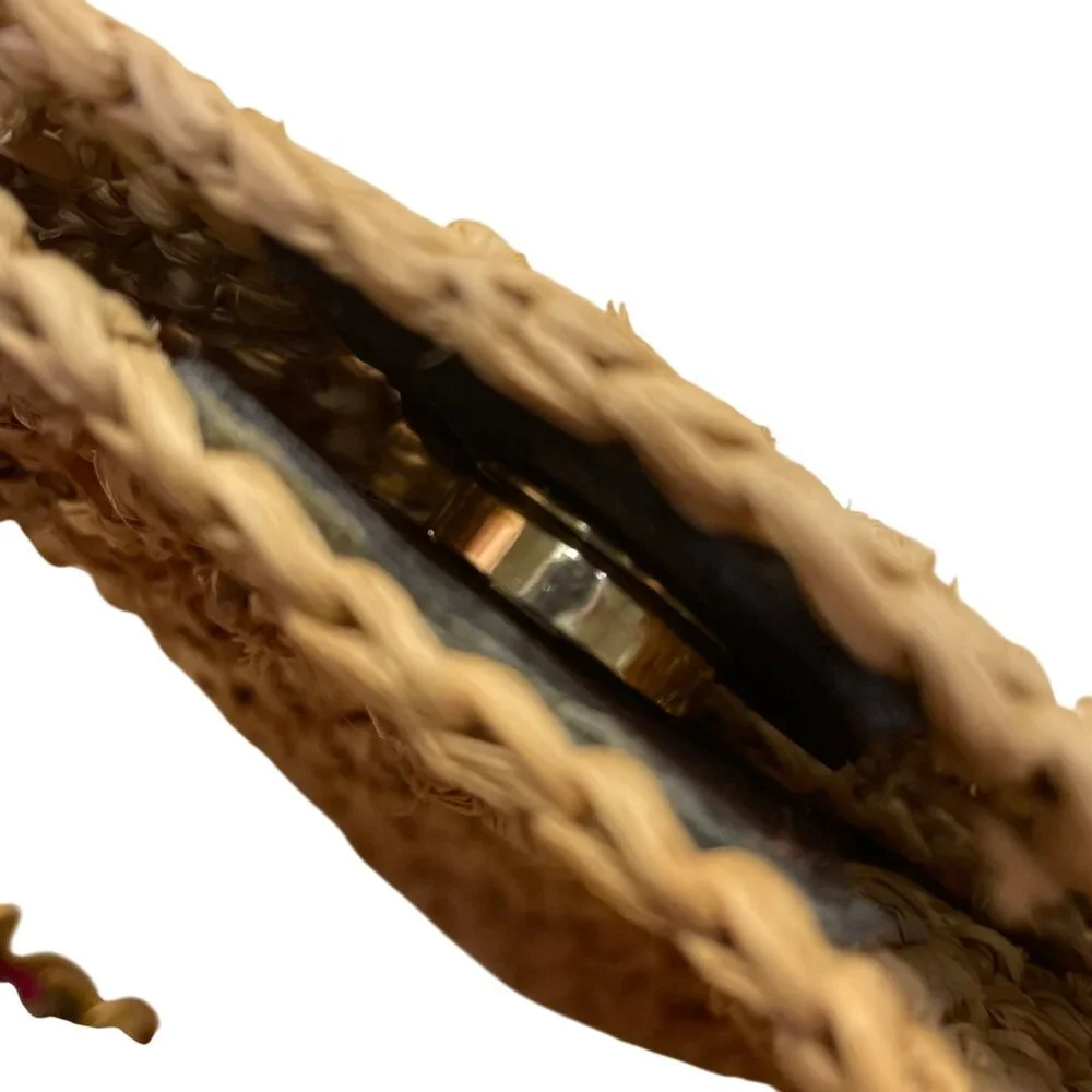 A Point ETC Women’s Natural Woven Straw Chain Handle Boho Bucket Bag Size S - Picture 10 of 11